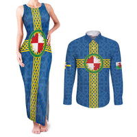 Pembrokeshire Wales Couples Matching Tank Maxi Dress and Long Sleeve Button Shirt Flag And Map Celtic Style - Wonder Print Shop