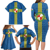 Pembrokeshire Wales Family Matching Long Sleeve Bodycon Dress and Hawaiian Shirt Flag And Map Celtic Style - Wonder Print Shop