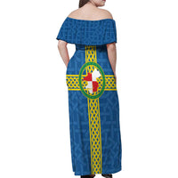 Pembrokeshire Wales Family Matching Off Shoulder Maxi Dress and Hawaiian Shirt Flag And Map Celtic Style - Wonder Print Shop