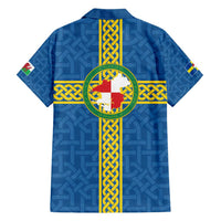 Pembrokeshire Wales Family Matching Off Shoulder Short Dress and Hawaiian Shirt Flag And Map Celtic Style - Wonder Print Shop