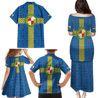 Pembrokeshire Wales Family Matching Puletasi and Hawaiian Shirt Flag And Map Celtic Style - Wonder Print Shop