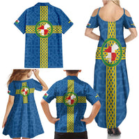Pembrokeshire Wales Family Matching Summer Maxi Dress and Hawaiian Shirt Flag And Map Celtic Style - Wonder Print Shop