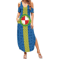 Pembrokeshire Wales Family Matching Summer Maxi Dress and Hawaiian Shirt Flag And Map Celtic Style - Wonder Print Shop