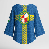 Pembrokeshire Wales Kimono Sleeve Blouse Flag And Map Celtic Style - Wonder Print Shop