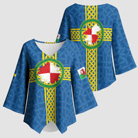Pembrokeshire Wales Kimono Sleeve Blouse Flag And Map Celtic Style - Wonder Print Shop