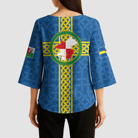 Pembrokeshire Wales Kimono Sleeve Blouse Flag And Map Celtic Style - Wonder Print Shop