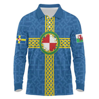 Pembrokeshire Wales Long Sleeve Polo Shirt Flag And Map Celtic Style - Wonder Print Shop