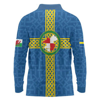 Pembrokeshire Wales Long Sleeve Polo Shirt Flag And Map Celtic Style - Wonder Print Shop