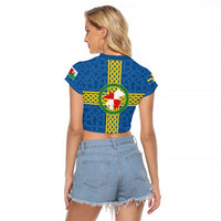 Pembrokeshire Wales Raglan Cropped T Shirt Flag And Map Celtic Style - Wonder Print Shop