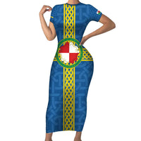 Pembrokeshire Wales Short Sleeve Bodycon Dress Flag And Map Celtic Style - Wonder Print Shop
