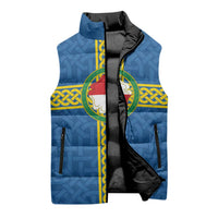 Pembrokeshire Wales Sleeveless Puffer Jacket Flag And Map Celtic Style - Wonder Print Shop