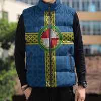 Pembrokeshire Wales Sleeveless Puffer Jacket Flag And Map Celtic Style - Wonder Print Shop