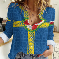 Pembrokeshire Wales Women Casual Shirt Flag And Map Celtic Style - Wonder Print Shop