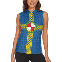 Pembrokeshire Wales Women Sleeveless Polo Shirt Flag And Map Celtic Style - Wonder Print Shop