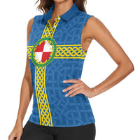 Pembrokeshire Wales Women Sleeveless Polo Shirt Flag And Map Celtic Style - Wonder Print Shop