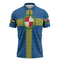 Pembrokeshire Wales Zipper Polo Shirt Flag And Map Celtic Style - Wonder Print Shop