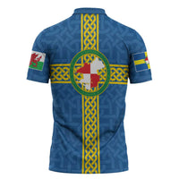 Pembrokeshire Wales Zipper Polo Shirt Flag And Map Celtic Style - Wonder Print Shop