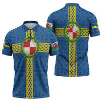 Pembrokeshire Wales Zipper Polo Shirt Flag And Map Celtic Style - Wonder Print Shop