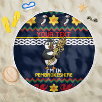 Personalized Pembrokeshire Wales Christmas Beach Blanket The Lovespoon Puffin - Wonder Print Shop