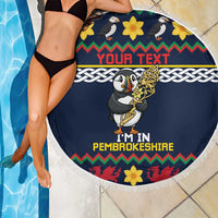 Personalized Pembrokeshire Wales Christmas Beach Blanket The Lovespoon Puffin - Wonder Print Shop