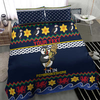 Personalized Pembrokeshire Wales Christmas Bedding Set The Lovespoon Puffin - Wonder Print Shop