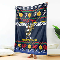 Personalized Pembrokeshire Wales Christmas Blanket The Lovespoon Puffin - Wonder Print Shop