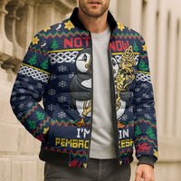 Personalized Pembrokeshire Wales Christmas Bomber Puffer Jacket The Lovespoon Puffin - Wonder Print Shop