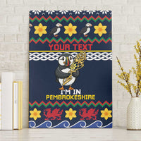 Personalized Pembrokeshire Wales Christmas Canvas Wall Art The Lovespoon Puffin - Wonder Print Shop