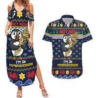 Personalized Pembrokeshire Wales Christmas Couples Matching Summer Maxi Dress and Hawaiian Shirt The Lovespoon Puffin - Wonder Print Shop
