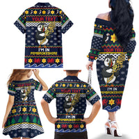 Personalized Pembrokeshire Wales Christmas Family Matching Off The Shoulder Long Sleeve Dress and Hawaiian Shirt The Lovespoon Puffin - Wonder Print Shop