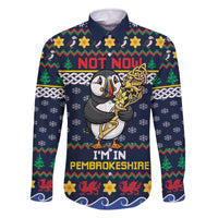 Personalized Pembrokeshire Wales Christmas Family Matching Off The Shoulder Long Sleeve Dress and Hawaiian Shirt The Lovespoon Puffin - Wonder Print Shop