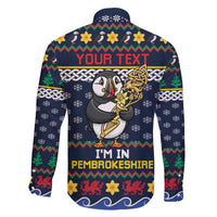 Personalized Pembrokeshire Wales Christmas Family Matching Off The Shoulder Long Sleeve Dress and Hawaiian Shirt The Lovespoon Puffin - Wonder Print Shop