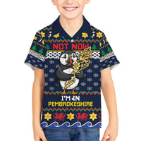 Personalized Pembrokeshire Wales Christmas Family Matching Off The Shoulder Long Sleeve Dress and Hawaiian Shirt The Lovespoon Puffin - Wonder Print Shop