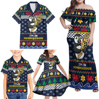 Personalized Pembrokeshire Wales Christmas Family Matching Off Shoulder Maxi Dress and Hawaiian Shirt The Lovespoon Puffin - Wonder Print Shop