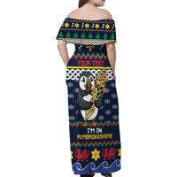 Personalized Pembrokeshire Wales Christmas Family Matching Off Shoulder Maxi Dress and Hawaiian Shirt The Lovespoon Puffin - Wonder Print Shop