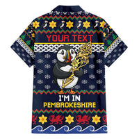 Personalized Pembrokeshire Wales Christmas Family Matching Short Sleeve Bodycon Dress and Hawaiian Shirt The Lovespoon Puffin - Wonder Print Shop
