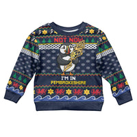 Personalized Pembrokeshire Wales Christmas Kid Ugly Christmas Sweater The Lovespoon Puffin - Wonder Print Shop