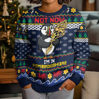 Personalized Pembrokeshire Wales Christmas Kid Ugly Christmas Sweater The Lovespoon Puffin - Wonder Print Shop