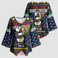 Personalized Pembrokeshire Wales Christmas Kimono Sleeve Blouse The Lovespoon Puffin - Wonder Print Shop