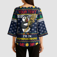Personalized Pembrokeshire Wales Christmas Kimono Sleeve Blouse The Lovespoon Puffin - Wonder Print Shop