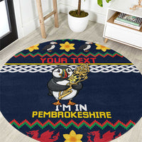 Personalized Pembrokeshire Wales Christmas Round Carpet The Lovespoon Puffin - Wonder Print Shop