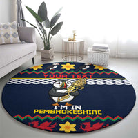 Personalized Pembrokeshire Wales Christmas Round Carpet The Lovespoon Puffin - Wonder Print Shop