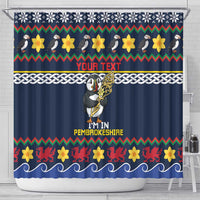 Personalized Pembrokeshire Wales Christmas Shower Curtain The Lovespoon Puffin - Wonder Print Shop