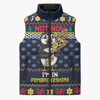 Personalized Pembrokeshire Wales Christmas Sleeveless Puffer Jacket The Lovespoon Puffin - Wonder Print Shop