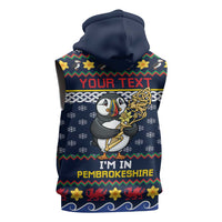 Personalized Pembrokeshire Wales Christmas Sleeveless Zip Hoodie The Lovespoon Puffin - Wonder Print Shop