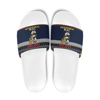 Personalized Pembrokeshire Wales Christmas Slide Sandals The Lovespoon Puffin - Wonder Print Shop