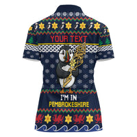 Personalized Pembrokeshire Wales Christmas Women Polo Shirt The Lovespoon Puffin - Wonder Print Shop