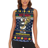 Personalized Pembrokeshire Wales Christmas Women Sleeveless Polo Shirt The Lovespoon Puffin - Wonder Print Shop
