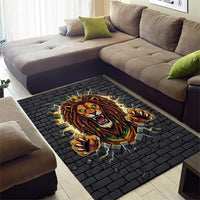 Jamaica Rasta Lion Area Rug Reggae Lion Breaking Wall Design - Wonder Print Shop