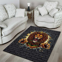 Jamaica Rasta Lion Area Rug Reggae Lion Breaking Wall Design - Wonder Print Shop